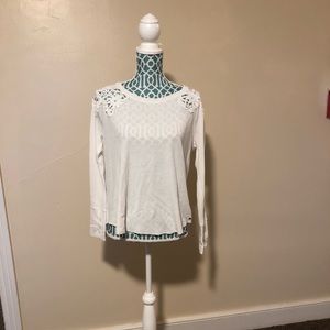 Cute White Long Sleeve Top Sz Sm